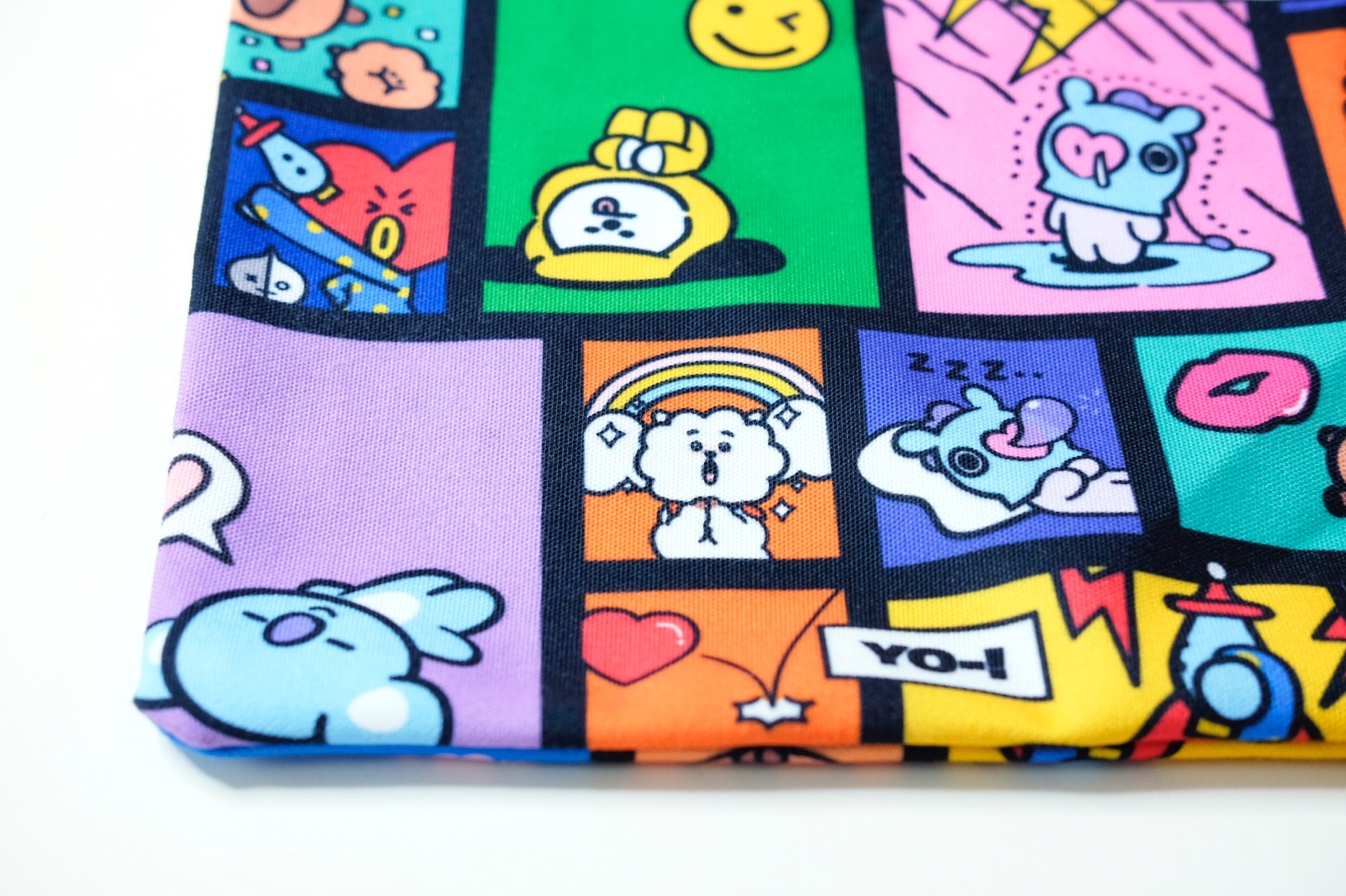 BT21 Graphic Tote Bag The Creme Shop Black Reusable Shopping Bag BTS