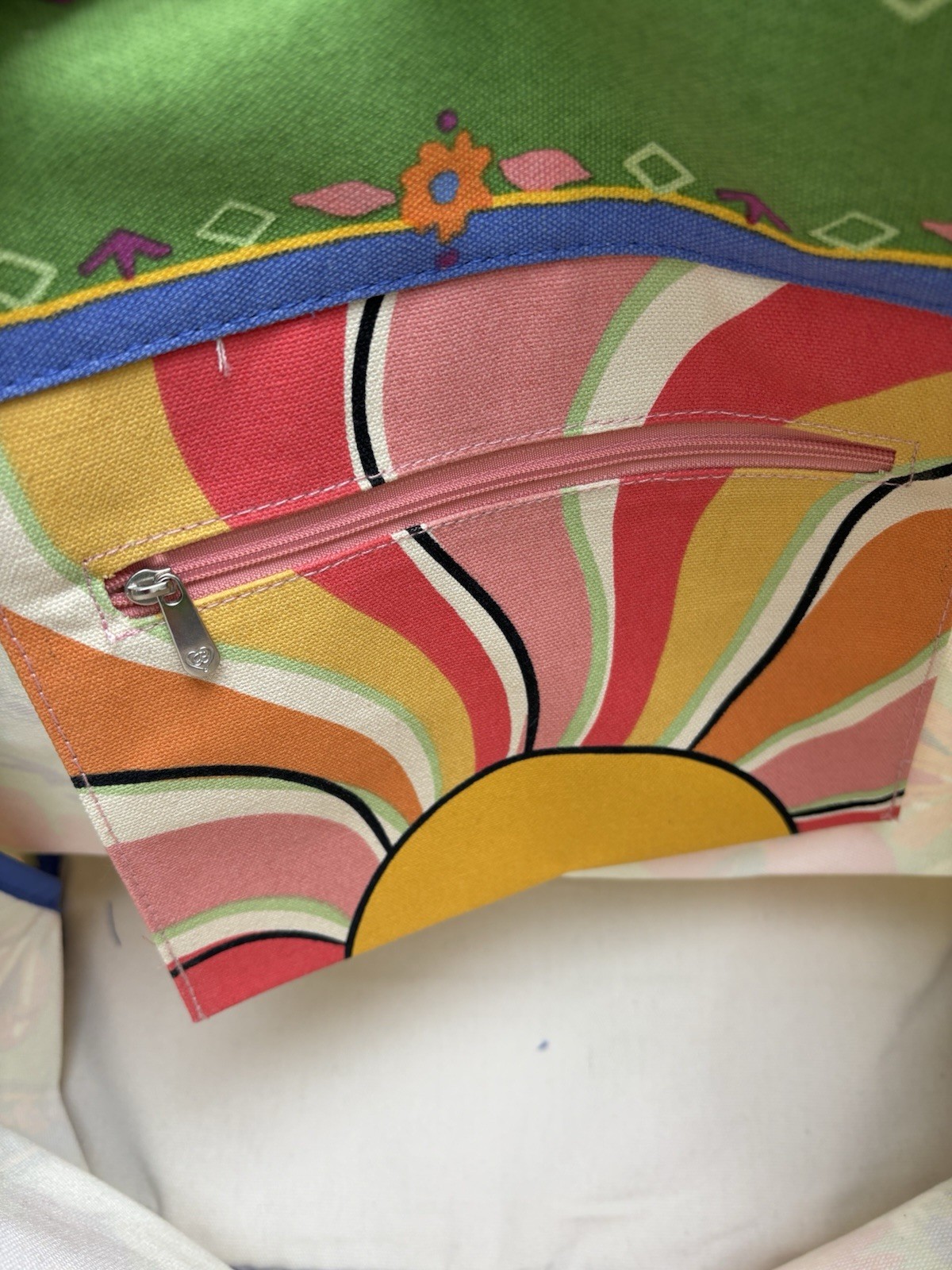 Brighton In The Garden Tote Bag Canvas With Two Straps, Zipper Pocket Inside