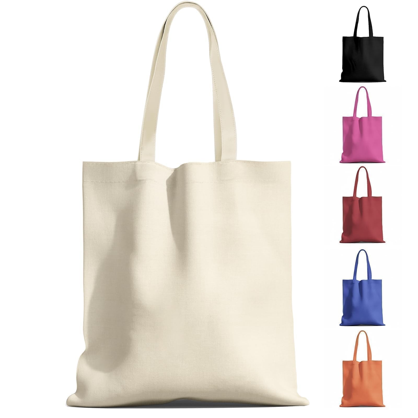 Canvas Reusable Tote Gift Bags, Natural Handle, DIY Shopping, 1 Pack