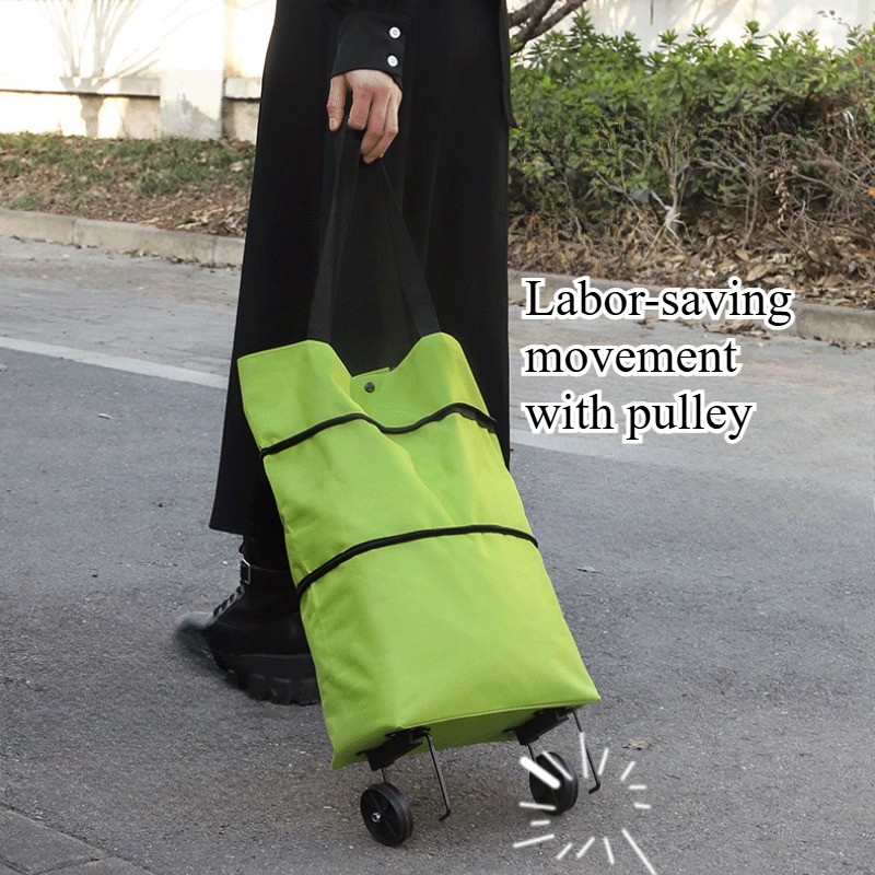 1x Collapsible Shopping Grocery Bag with Wheels Rolling Tote Large Reusable Bags
