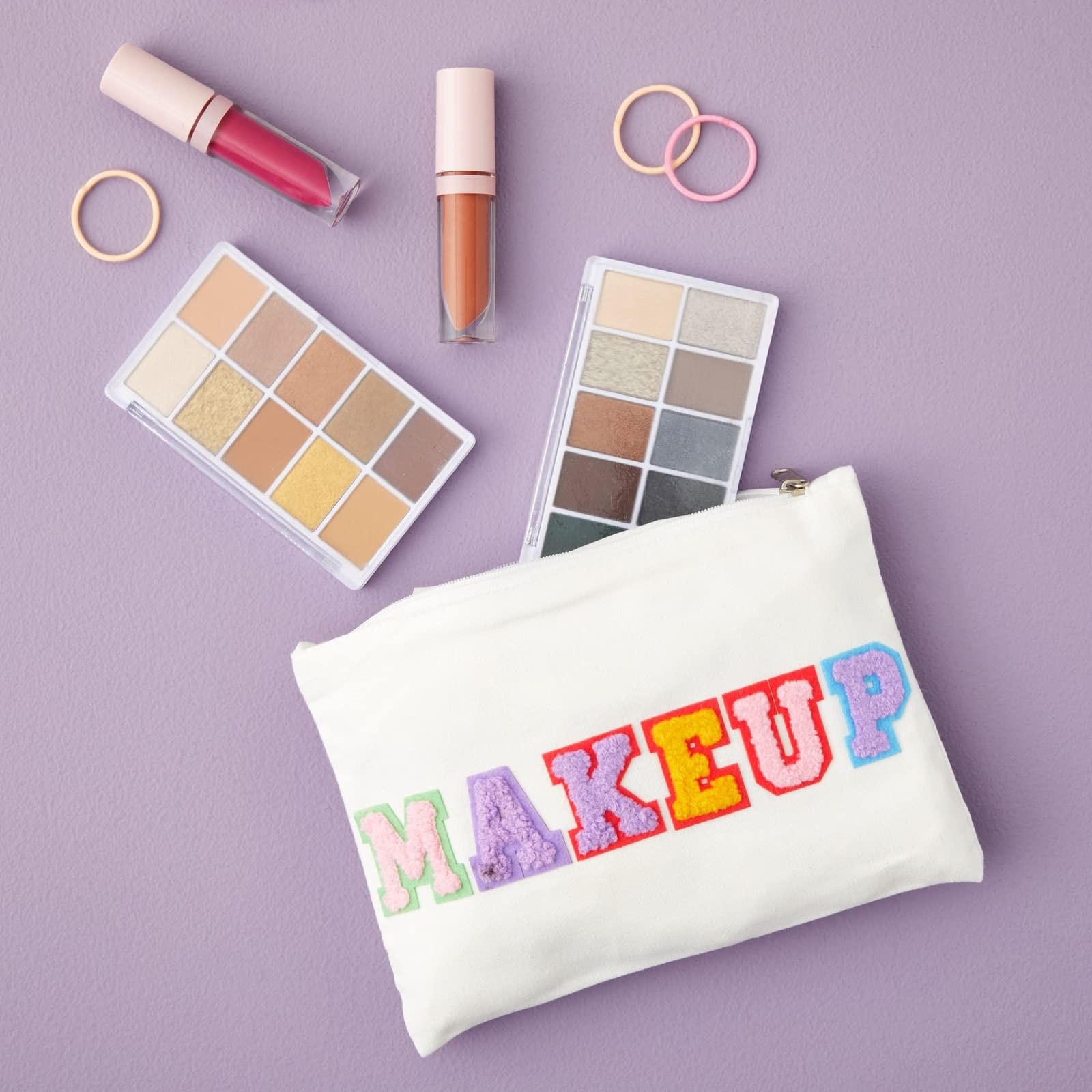 Bright Creations Canvas Makeup Bag Set – DIY Pouches & Tie Dye 8″ x 6″, White
