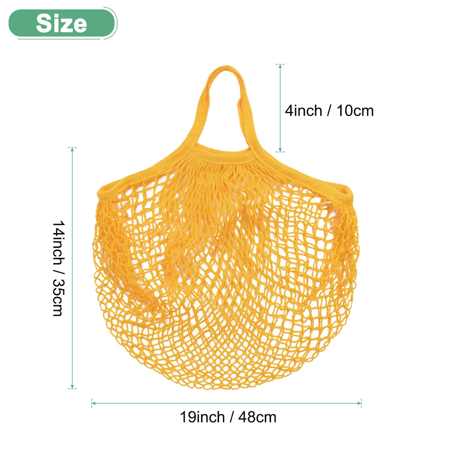 1-Pack Reusable Washable Mesh Net String Grocery Bags [Yellow,Short Handle]