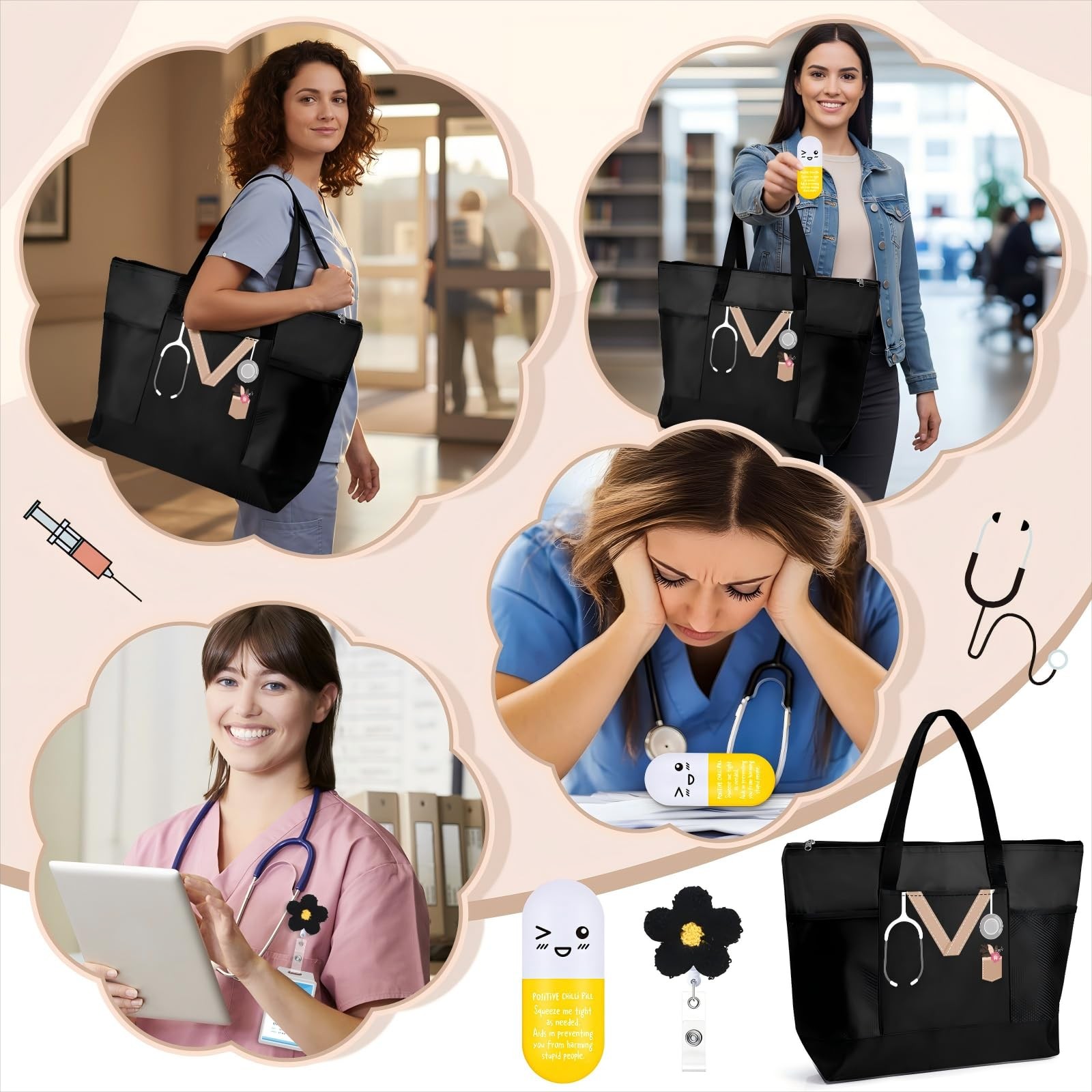 1 Set Cna Week Gifts Bulk 2026 Set Large Tote Bag Reel Thank You Gift for Gra…