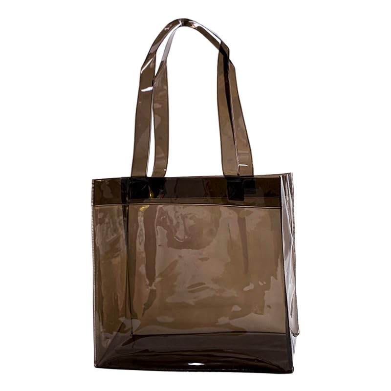 1pcs Back Waterproof Large Transparent Pvc Shopping Clear Tote Bag with Handl