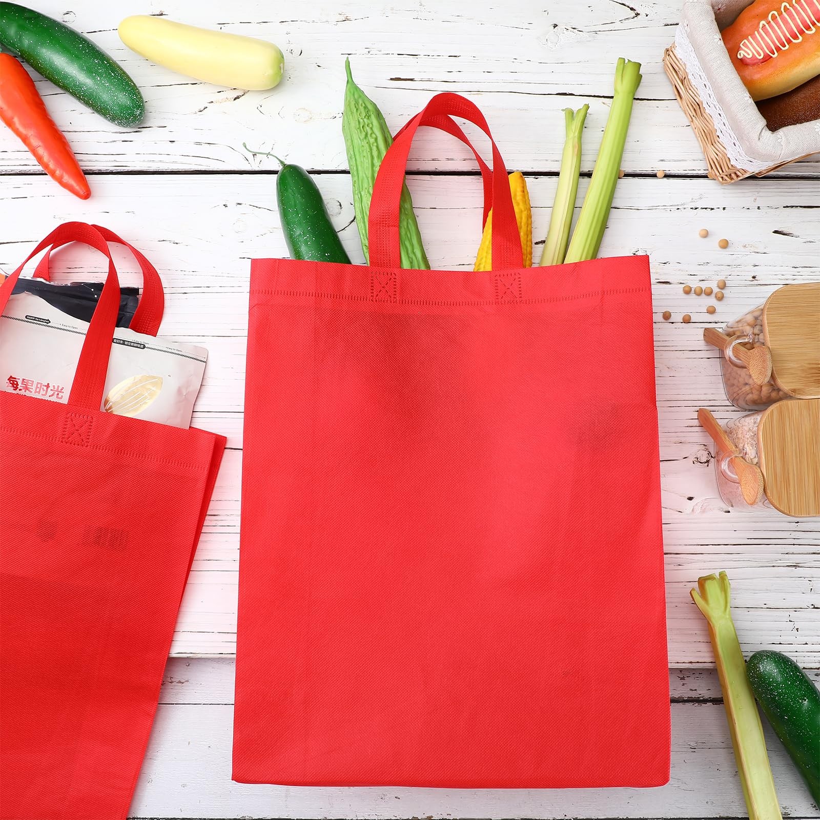 120 Pcs Non Woven Tote Bags Bulk 11.8 x 4 x 15 Inch Large Reusable Gift Bag F…