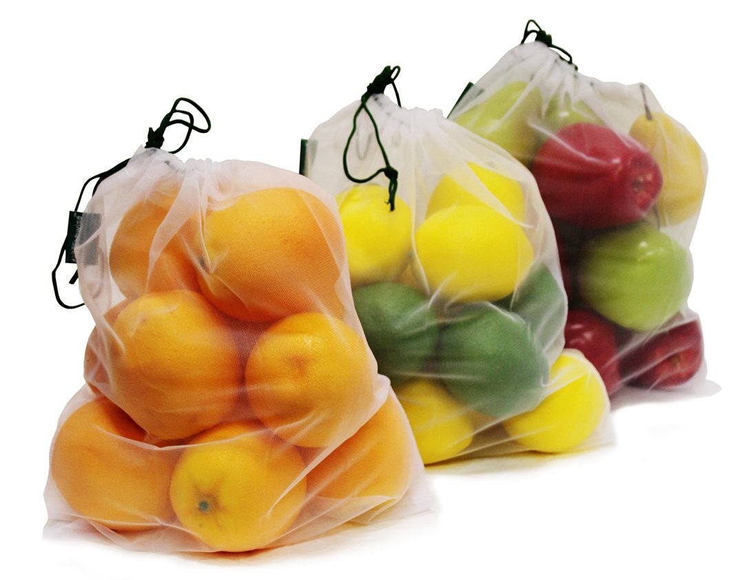 Earthwise Reusable Mesh Produce Bags – Washable Set of 9 Premium Small, White