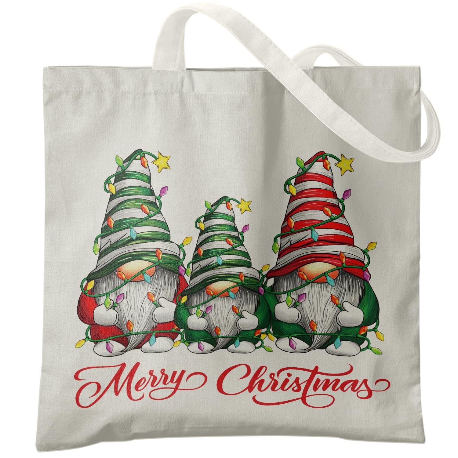 Christmas Tote Bags – Gnomes Canvas Reusable Shopping Bags for Women