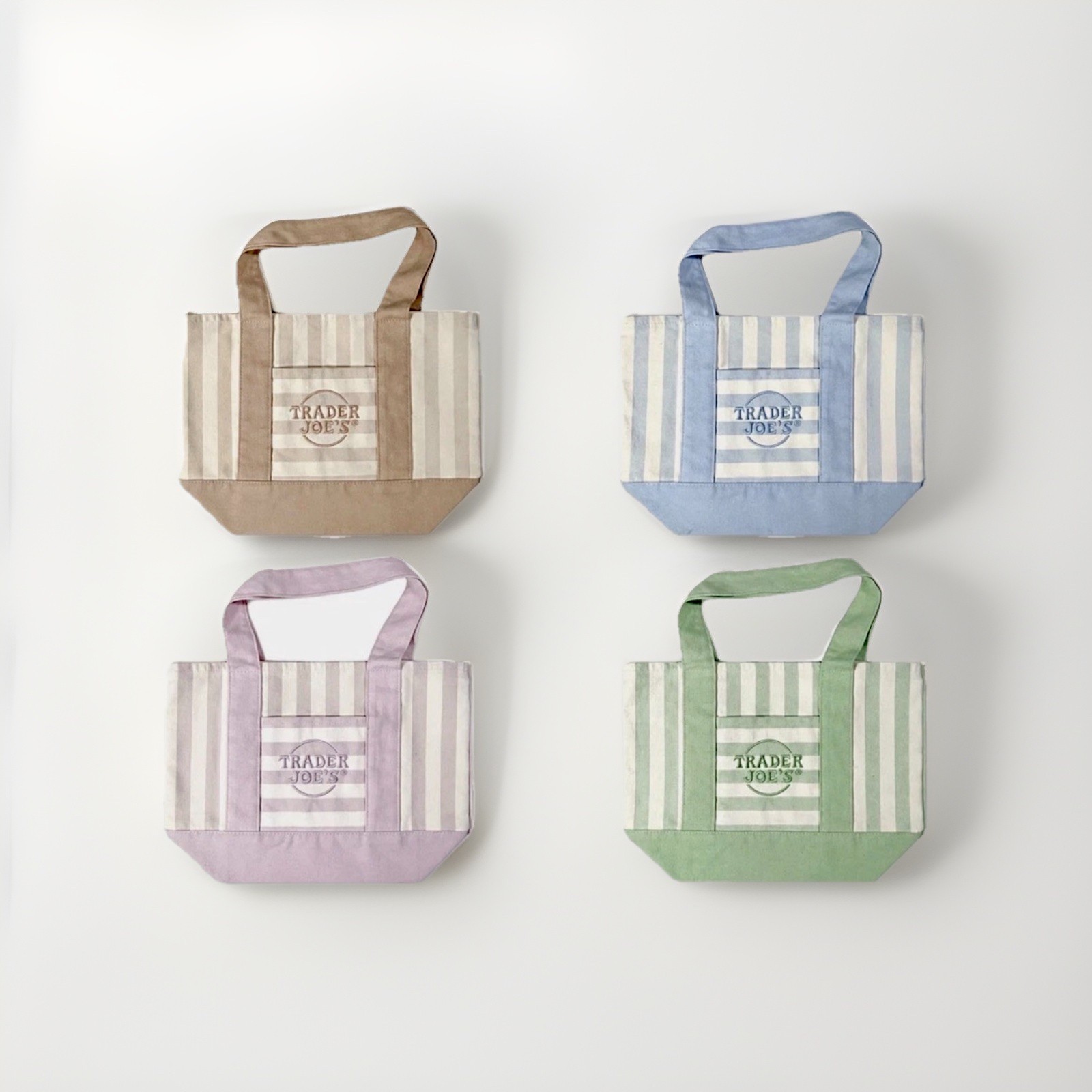 Trader Joe’s Mini Pastel Stripe Canvas Tote Bag Limited Edition Set Of 4!