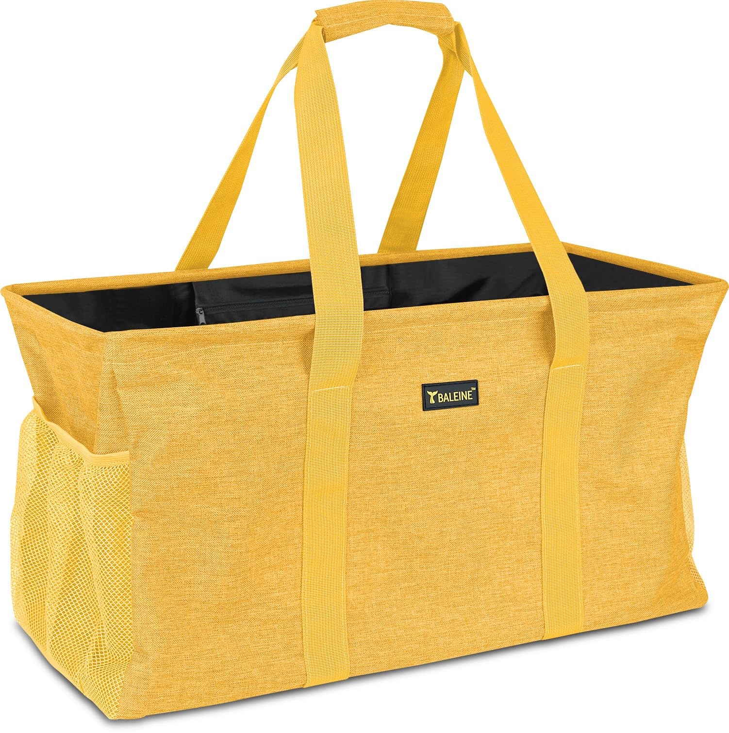 Yellow Extra Large Utility Tote Bag Reinforced Wire Frame 22x12x10 Inch Set
